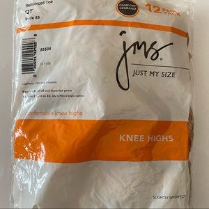 JMS 12 Pair QT Nude Reinforced Toe Knee Highs